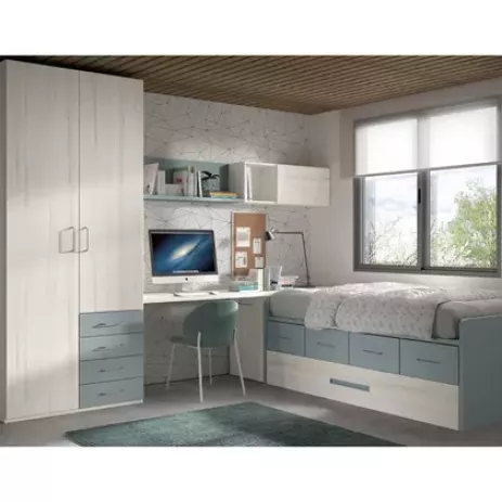 Zona de estudio en dormitorio juvenil pequeño