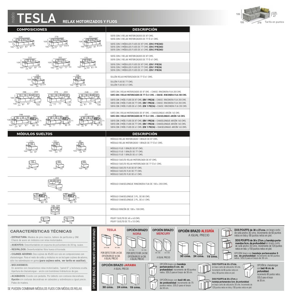 Sofa mayor modelo tesla relax descripción