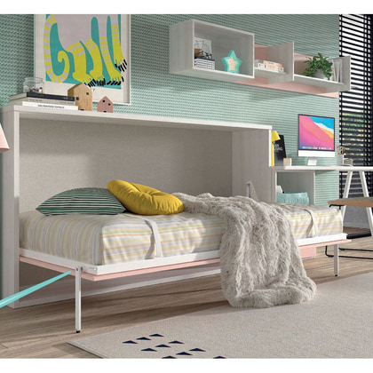 Cama Abatible 90x190 con Mesa de Estudio y Estantería Opcional W023-2