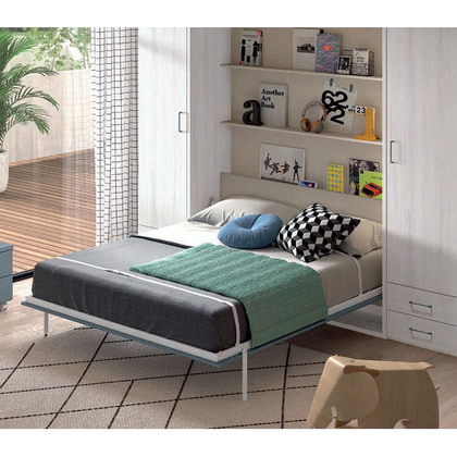 Cama Abatible Vertical de Matrimonio W026-2 con Estantería Integrada