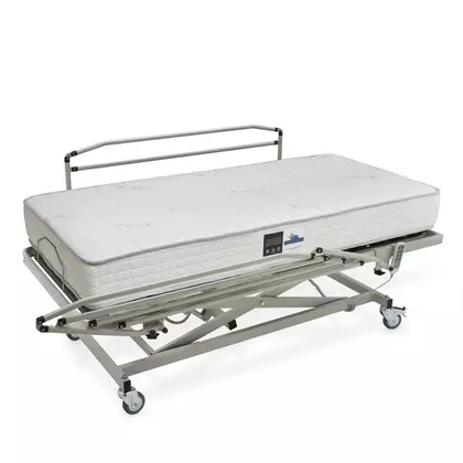 Pack cama hospital barandillas plegables, carro elevador + Colchon medical