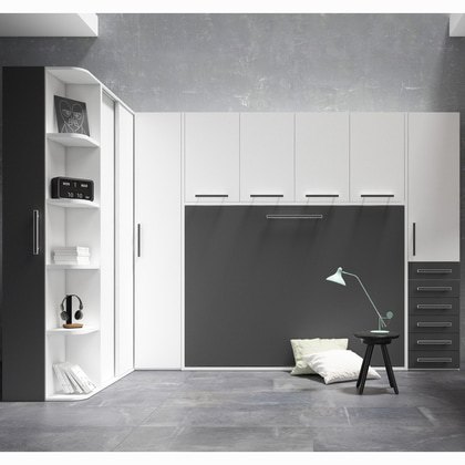Cama abatible 135x190 con gran mueble de almacenamiento YA 0272