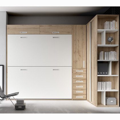 Litera abatible con mueble superior, lateral y cajones YA 0302