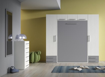 Cama abatible vertical 135x190 con armarios laterales YA 0362