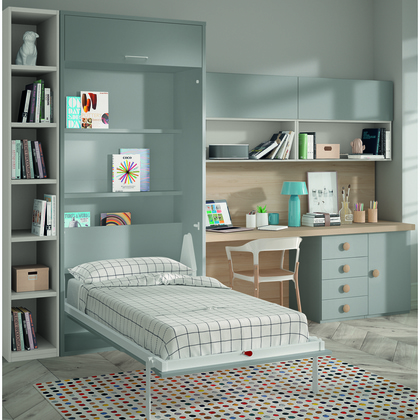 Cama abatible vertical con estanterías interiores y almacenamiento F264-BIS 3