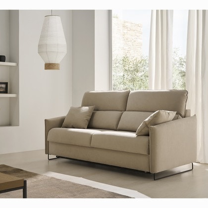 Sofá cama MP-GLD para hoteles – Tapizado beige y cama doble lista en segundos