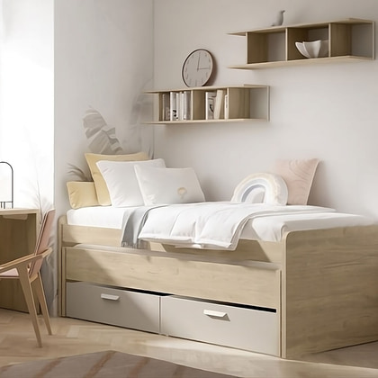 Compacto juvenil EX J507-BIS2 con cama oculta y 2 cajones con ruedas