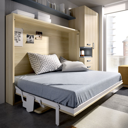 Cama abatible para Hotel con escritorio y armario MJC-410