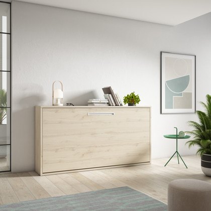 Cama abatible horizontal YA 3076 en acabado Nature para hotel